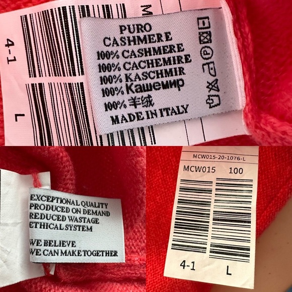 MaisonCashmere Italy Cowl Neck Oversized Cashmere Sweater in Coral Red Size L - Picture 8 of 10